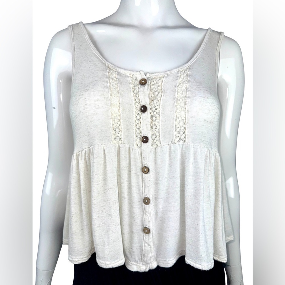 Women's Cream Button-Front Top